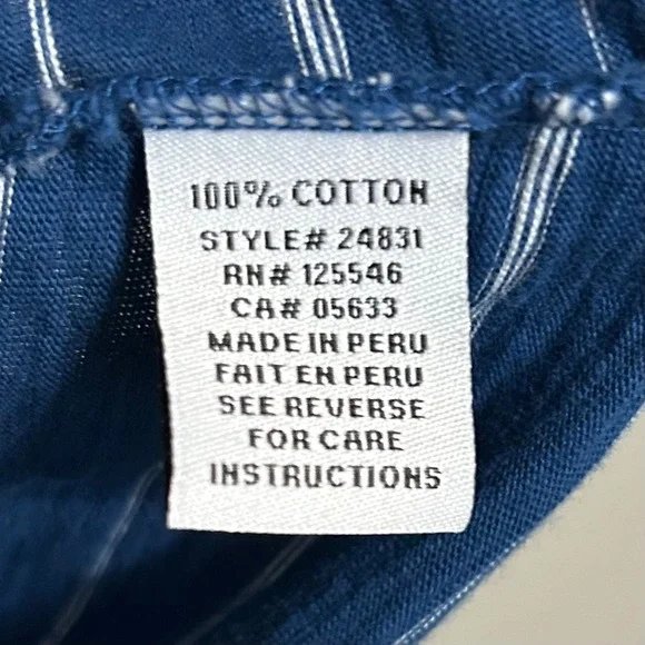 Habitat Women's Top XL Blue Striped Asymmetrical 3/4 Sleeve Cotton Tunic Coastal - Picture 4 of 9